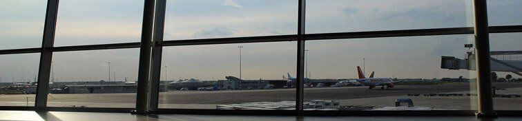 Large window at airport