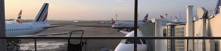 Scene outside the window of an airport waiting lounge