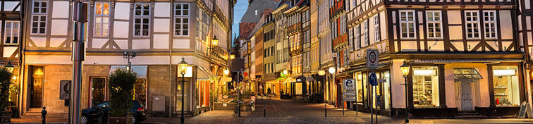 Die Altstadt in Hannover bei Abenddämmerung