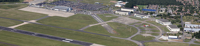 Aerial view of Doncaster Sheffield Airport, UK