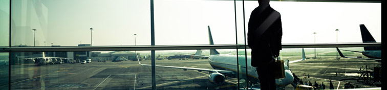 Traveler silhouette at Dublin Airport