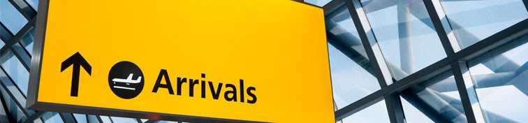 Arrivals sign at Heathrow airport