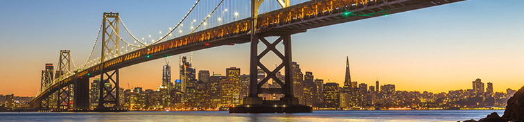 Oakland Bay Bridge with San Francisco skyline in the background